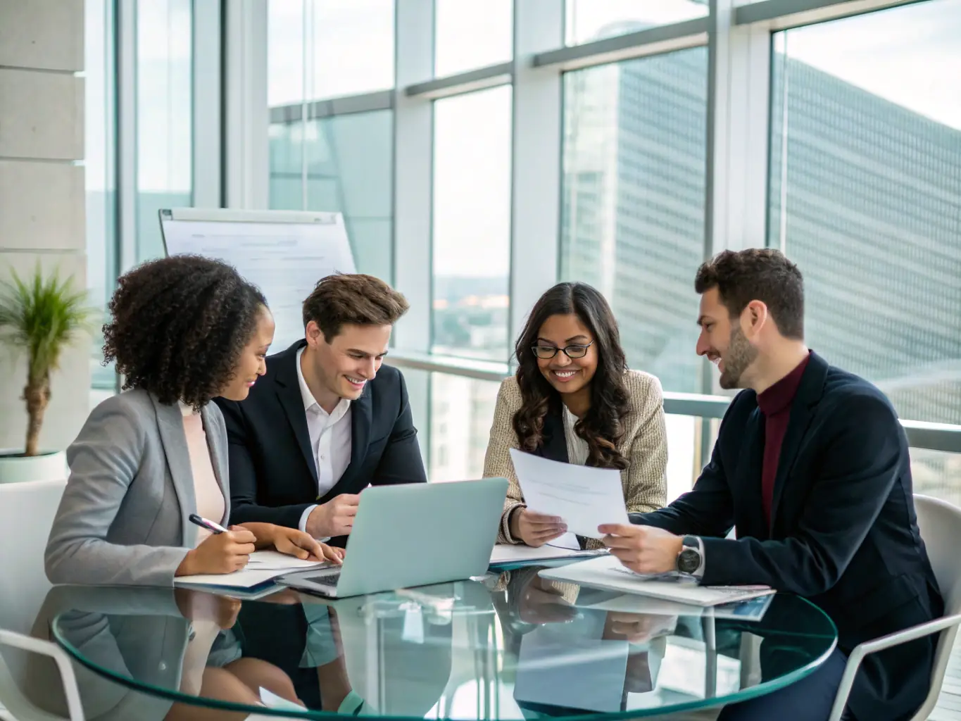 A diverse group of professionals collaborating in a modern workspace, reflecting the dynamic nature of UK career trends.